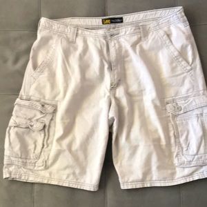Mens Lee size 38 light stone cargo shorts.